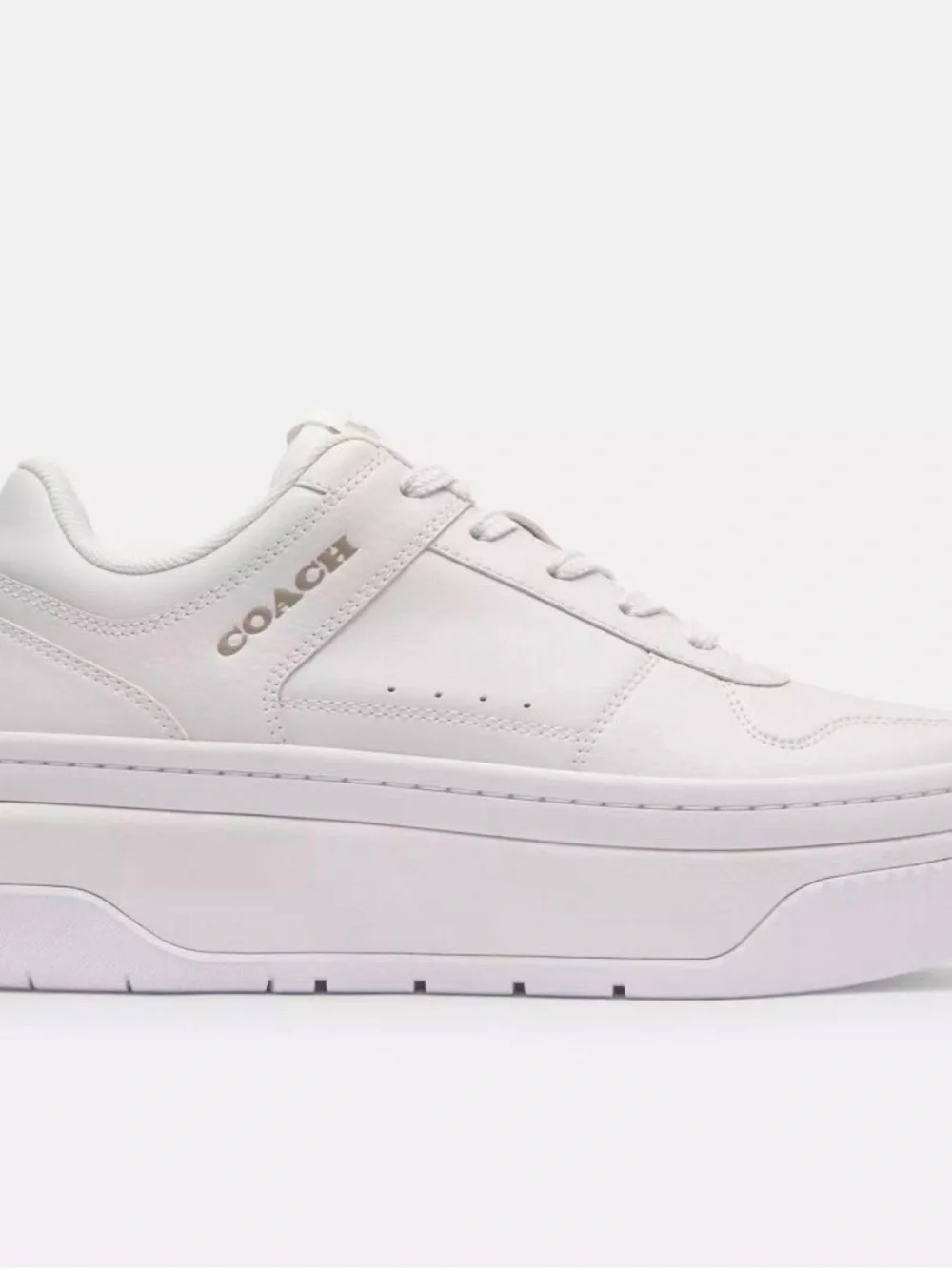 COACH Women's Pale Pink Leather Platform Sneaker
